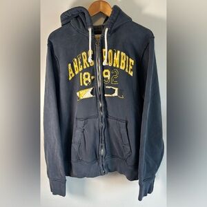Vtg Y2K Abercrombie & Fitch Men’s Zip Up Hoodie Hooded Sweatshirt XL Distressed